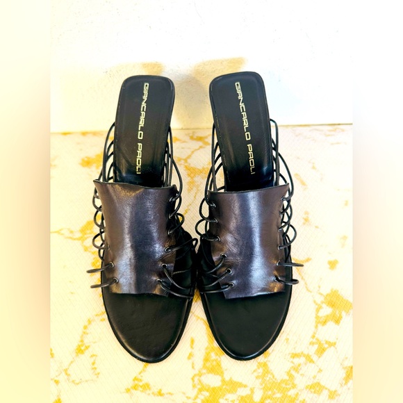Giancarlo Paoli Shoes - 🔥🔥FINAL CLEARENCE🔥🔥 GIANCARLO PAOLI Black Leather Strap 90’s Heel Sandals EU36.5